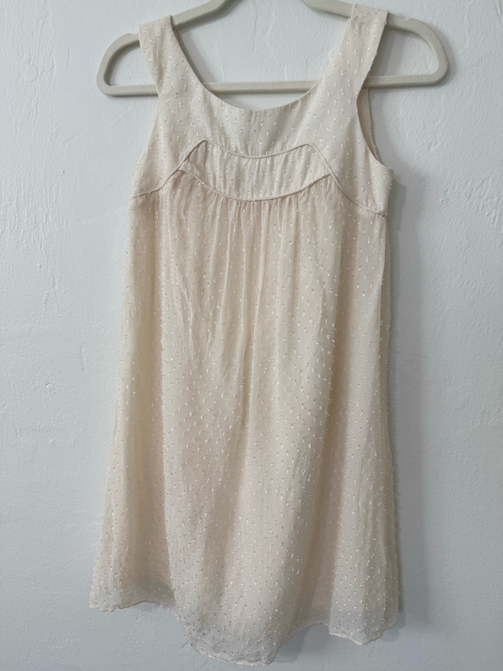 Walter Baker 100% Silk Swiss Dot Mini Dress XS Ivory Babydoll Y2K